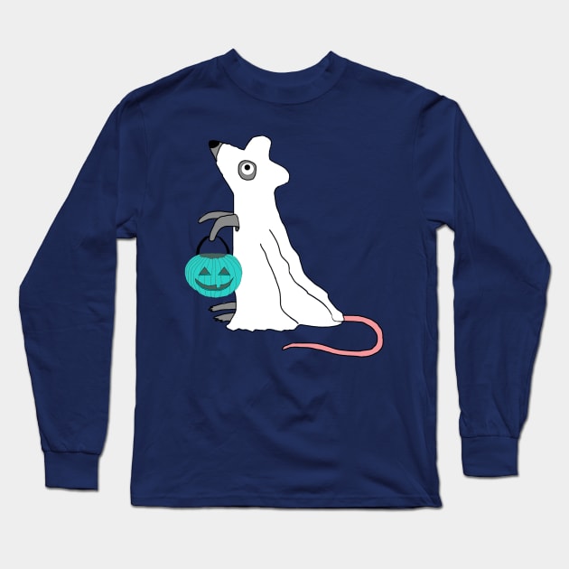 Ghost Mouse. Cute Halloween Design. Long Sleeve T-Shirt by StephJChild